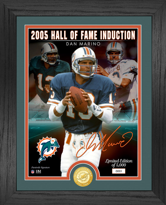 Dan Marino Dolphins Hall of Fame Induction Bronze Coin Signature Photo Mint