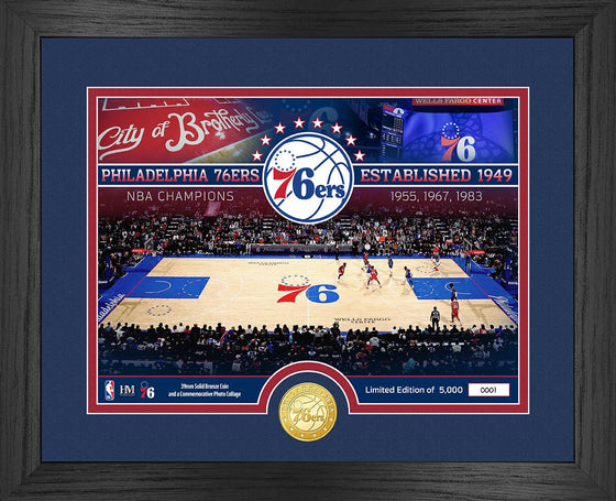 Philadelphia 76ers Bronze Coin Court Photo Mint