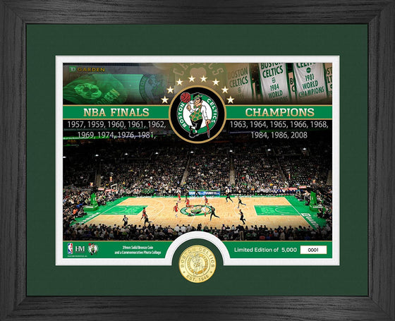 Boston Celtics 17-Time Champs Bronze Coin Court Photo Mint