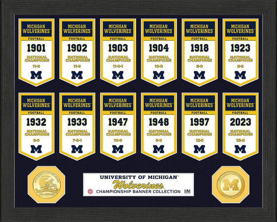 MICHIGAN WOLVERINES CHAMPIONSHIP BANNER COLLECTION BRONZE COIN PHOTO MINT - 757 Sports Collectibles