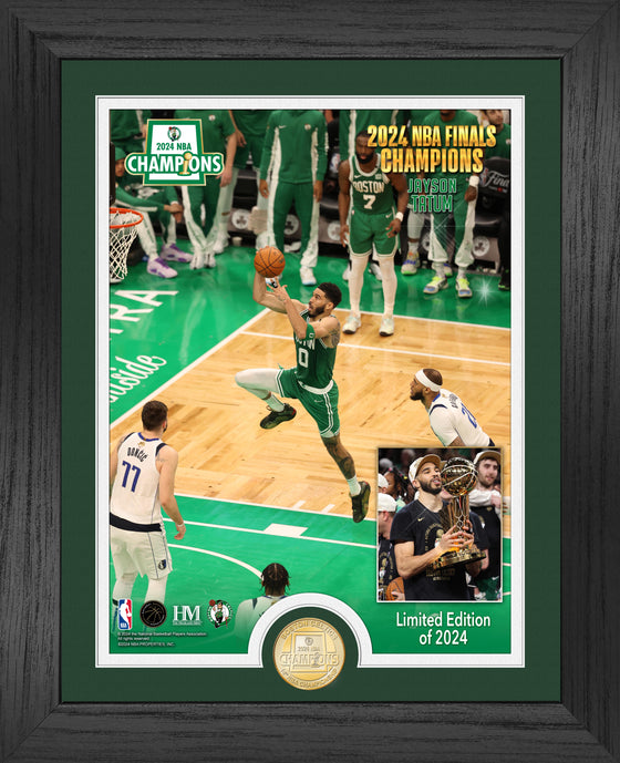 Boston Celtics 2024 NBA Championship Trophy Raising Photo Mint