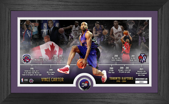 Vince Carter Jersey Retirement Timeline Silver Coin Pano Photo Mint