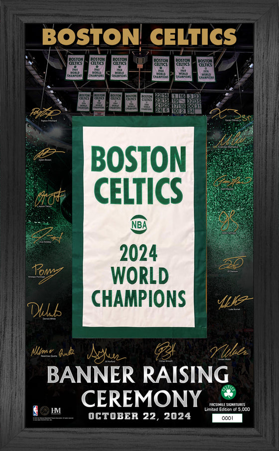 Boston Celtics 2024 NBA Championship Banner Raising Ceremony Signature Frame