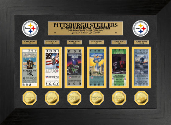 Pittsburgh Steelers 6-Time Super Bowl Champions Deluxe Gold Coin Ticket Collection