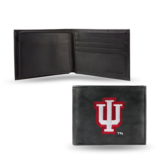 NCAA  Indiana Hoosiers  Embroidered Genuine Leather Billfold Wallet 3.25" x 4.25" - Slim
