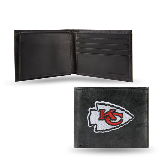 NFL Football Kansas City Chiefs  Embroidered Genuine Leather Billfold Wallet 3.25" x 4.25" - Slim