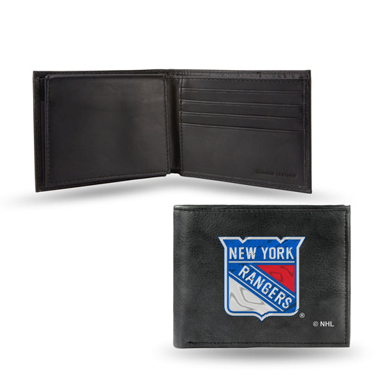 NHL Hockey New York Rangers  Embroidered Genuine Leather Billfold Wallet 3.25" x 4.25" - Slim