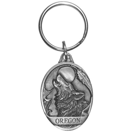 Oregon Wolf Antiqued Keyring