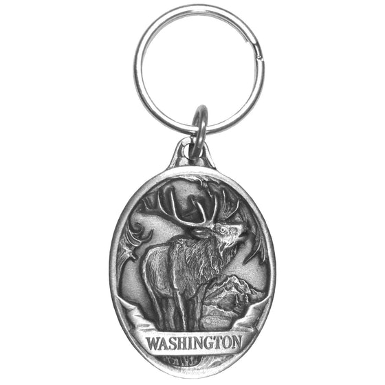 Washington Elk Antiqued Keyring