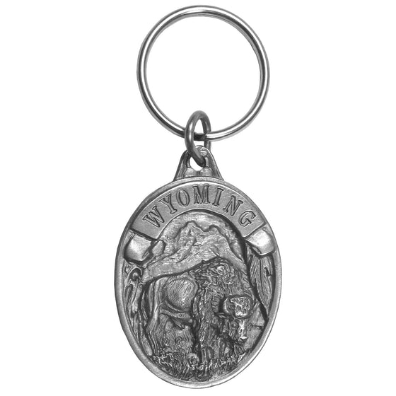 Wyoming Bison Antiqued Keyring