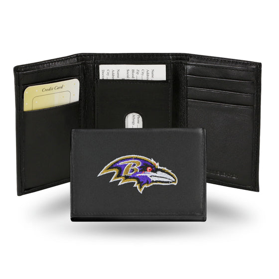 Baltimore Ravens Embroidered Leather Tri-Fold Wallet (CDG)