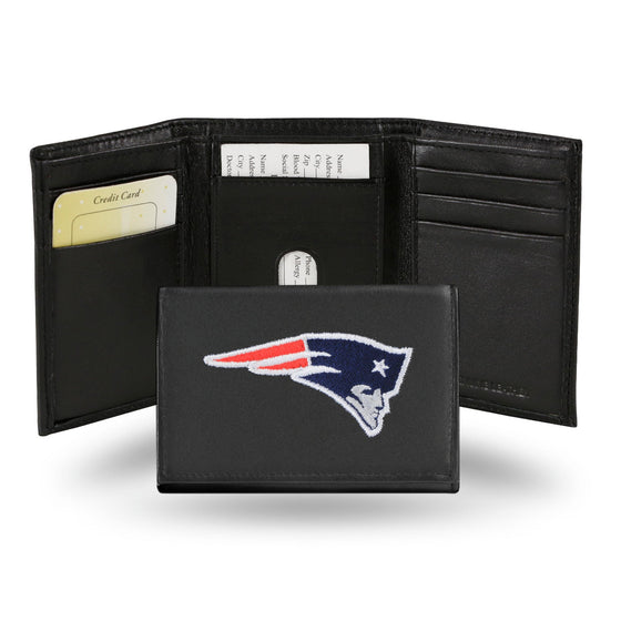 New England Patriots Embroidered Leather Tri-Fold Wallet (CDG)