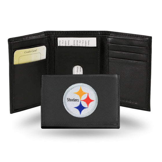 Pittsburgh Steelers Embroidered Leather Tri-Fold Wallet (CDG)