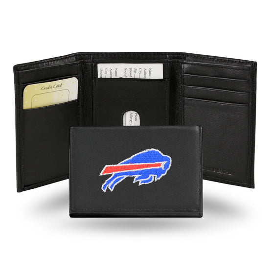 NFL Football Buffalo Bills  Embroidered Genuine Leather Tri-fold Wallet 3.25" x 4.25" - Slim