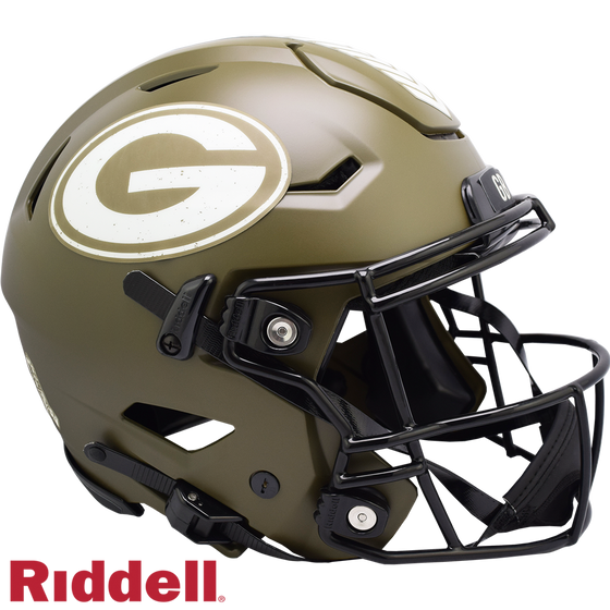 Green Bay Packers Helmet Riddell Authentic Full Size SpeedFlex Style Salute To Service