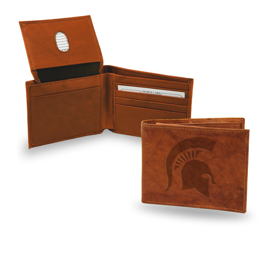 NCAA  Michigan State Spartans  Genuine Leather Billfold Wallet - 3.25" x 4.25" - Slim Style