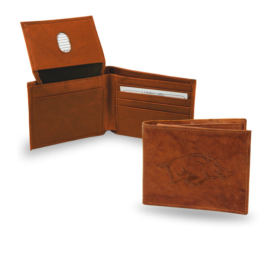 NCAA  Arkansas Razorbacks  Genuine Leather Billfold Wallet - 3.25" x 4.25" - Slim Style