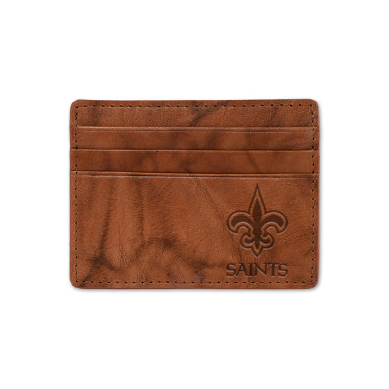 NFL Football New Orleans Saints  Embossed Leather Credit Cart Wallet