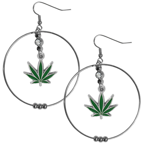 Pot Leaf 2" Hoop Earrings