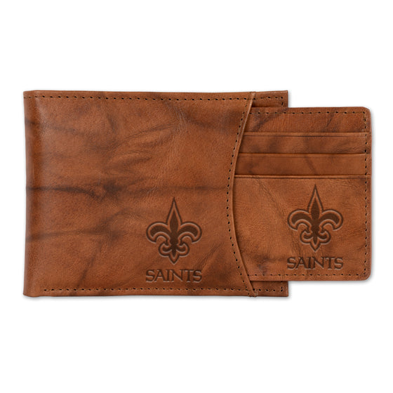 NFL Football New Orleans Saints  Genuine Leather Slider Wallet - 2 Gifts in One