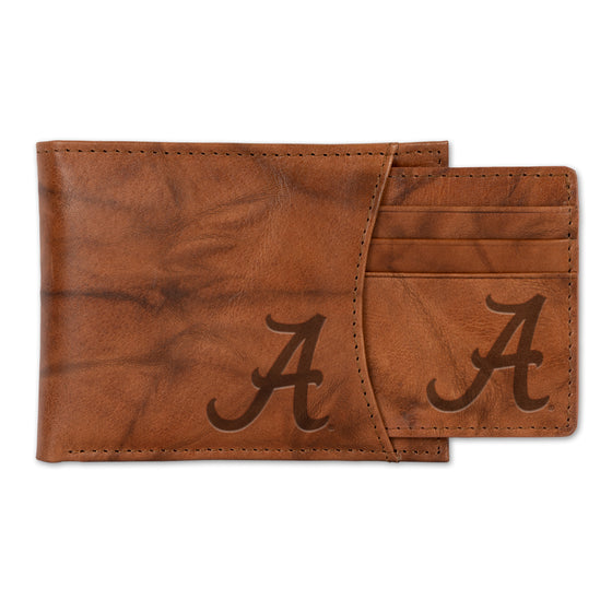 NCAA  Alabama Crimson Tide Standard Genuine Leather Slider Wallet - 2 Gifts in One