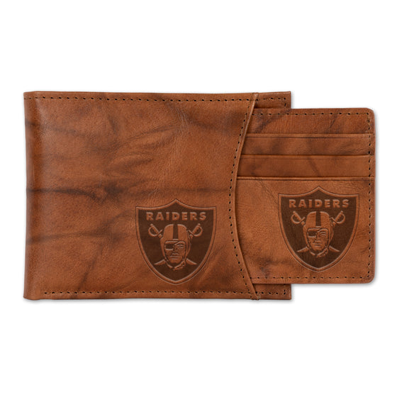 NFL Football Las Vegas Raiders  Genuine Leather Slider Wallet - 2 Gifts in One