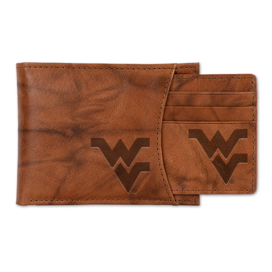 NCAA  West Virginia Mountaineers  Genuine Leather Slider Wallet - 2 Gifts in One