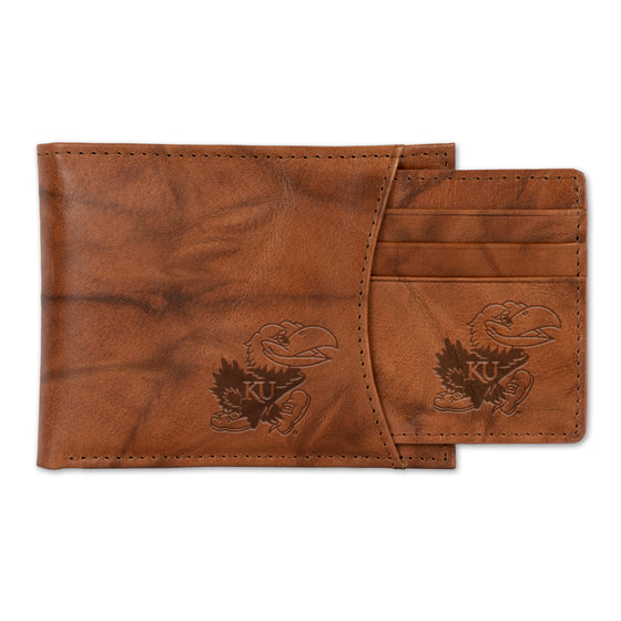 NCAA  Kansas Jayhawks  Genuine Leather Slider Wallet - 2 Gifts in One