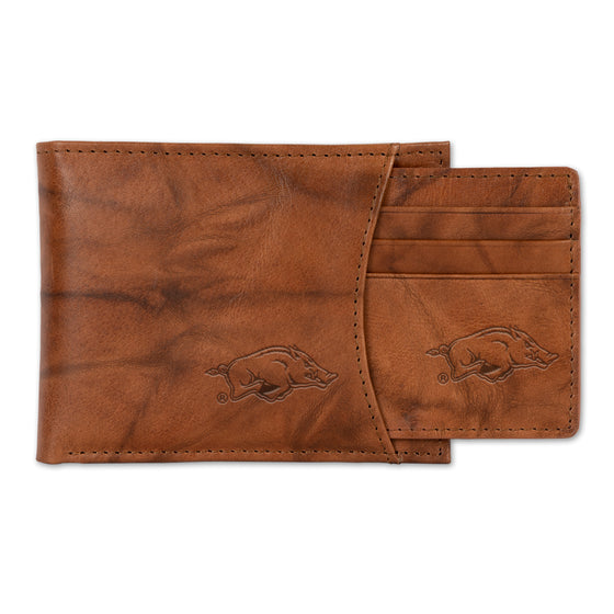 NCAA  Arkansas Razorbacks  Genuine Leather Slider Wallet - 2 Gifts in One