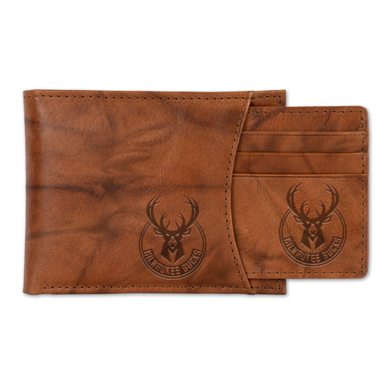 NBA Basketball Milwaukee Bucks  Genuine Leather Slider Wallet - 2 Gifts in One