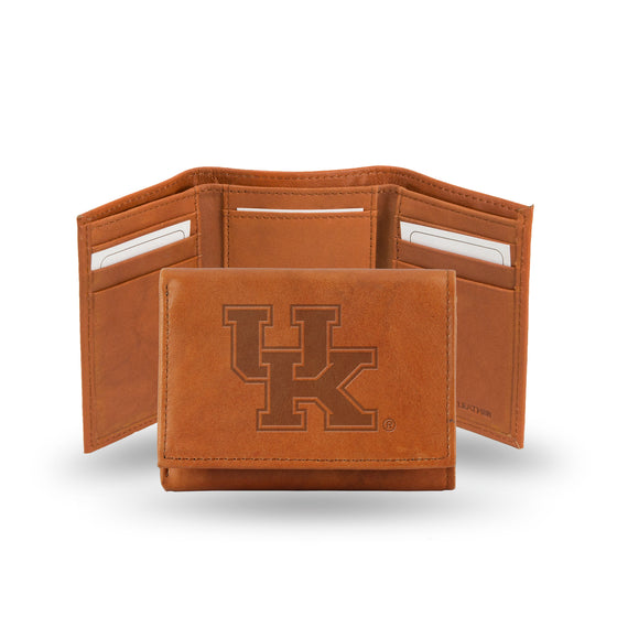 NCAA  Kentucky Wildcats  Brown Embossed Genuine Leather Tri-Fold Wallet