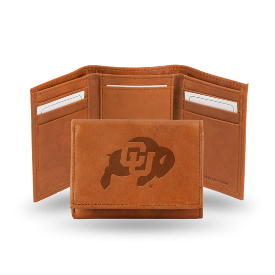NCAA  Colorado Buffaloes  Brown Embossed Genuine Leather Tri-Fold Wallet