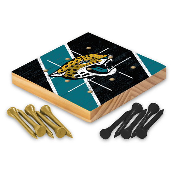 NFL Football Jacksonville Jaguars  4.25" x 4.25" Wooden Travel Sized Tic Tac Toe Game - Toy Peg Games - Family Fun