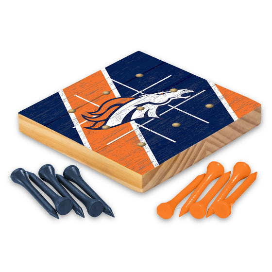 NFL Football Denver Broncos  4.25" x 4.25" Wooden Travel Sized Tic Tac Toe Game - Toy Peg Games - Family Fun