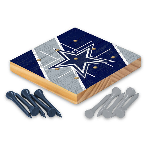 NFL Football Dallas Cowboys  4.25" x 4.25" Wooden Travel Sized Tic Tac Toe Game - Toy Peg Games - Family Fun