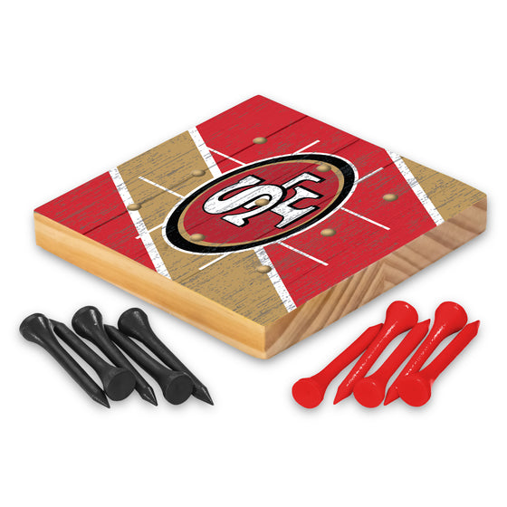 NFL Football San Francisco 49ers  4.25" x 4.25" Wooden Travel Sized Tic Tac Toe Game - Toy Peg Games - Family Fun