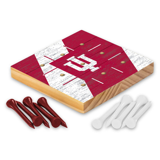 NCAA  Indiana Hoosiers  4.25" x 4.25" Wooden Travel Sized Tic Tac Toe Game - Toy Peg Games - Family Fun
