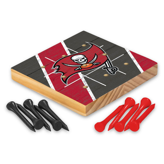 NFL Football Tampa Bay Buccaneers  4.25" x 4.25" Wooden Travel Sized Tic Tac Toe Game - Toy Peg Games - Family Fun