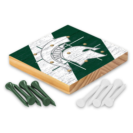 NCAA  Michigan State Spartans  4.25" x 4.25" Wooden Travel Sized Tic Tac Toe Game - Toy Peg Games - Family Fun