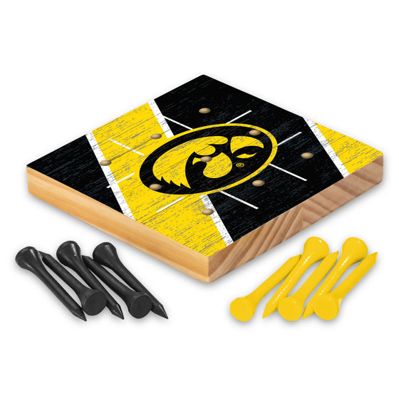 NCAA  Iowa Hawkeyes  4.25" x 4.25" Wooden Travel Sized Tic Tac Toe Game - Toy Peg Games - Family Fun