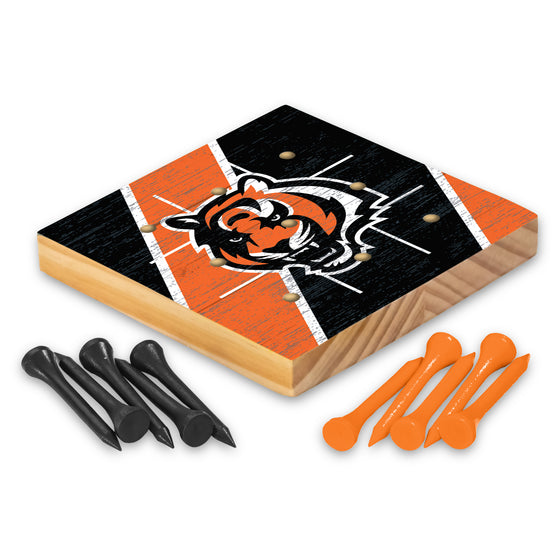 NFL Football Cincinnati Bengals  4.25" x 4.25" Wooden Travel Sized Tic Tac Toe Game - Toy Peg Games - Family Fun