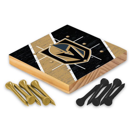 NHL Hockey Vegas Golden Knights  4.25" x 4.25" Wooden Travel Sized Tic Tac Toe Game - Toy Peg Games - Family Fun