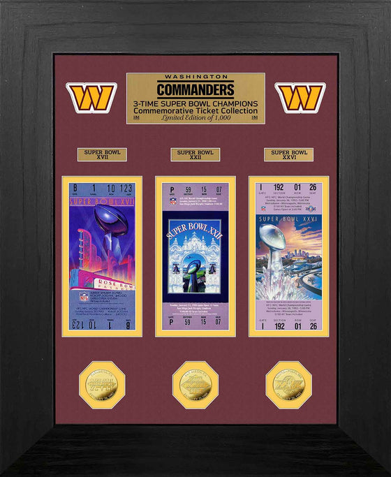 Washington Football Team Super Bowl Ticket & Game Coin Collectible Frame