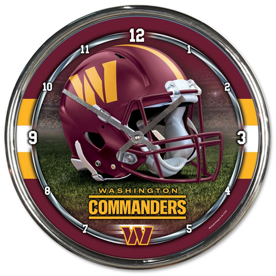 Washington Commanders Round Chrome Clock - 757 Sports Collectibles