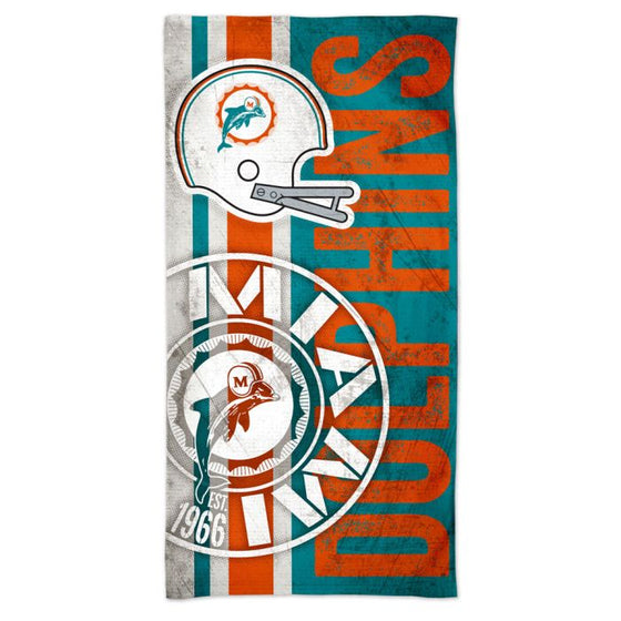 MIAMI DOLPHINS RETRO SPECTRA BEACH TOWEL 30" X 60"