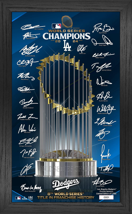 LA Dodgers 2024 World Series Champions Trophy Signature Frame