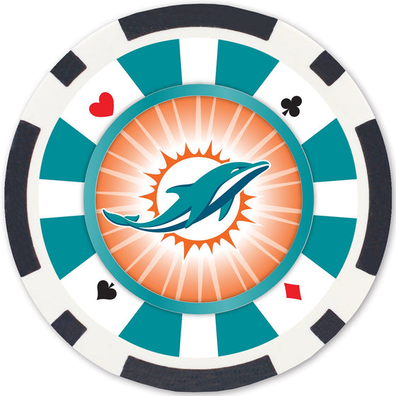 Miami Dolphins 100 Piece Poker Chips - 757 Sports Collectibles