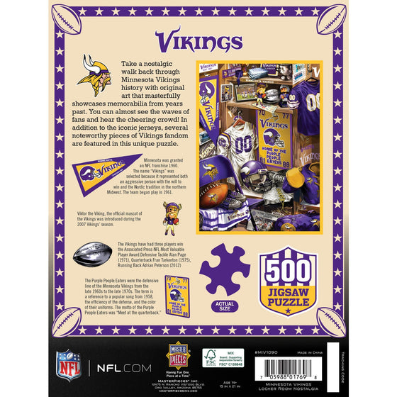 Minnesota Vikings - Locker Room 500 Piece Jigsaw Puzzle - 757 Sports Collectibles