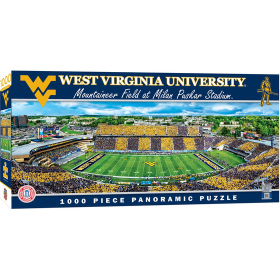 West Virginia Mountaineers - 1000 Piece Panoramic Jigsaw Puzzle - Center View - 757 Sports Collectibles