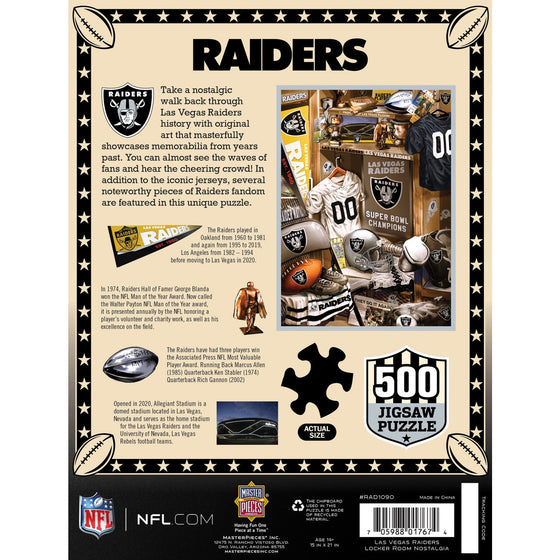 Las Vegas Raiders - Locker Room 500 Piece Jigsaw Puzzle - 757 Sports Collectibles